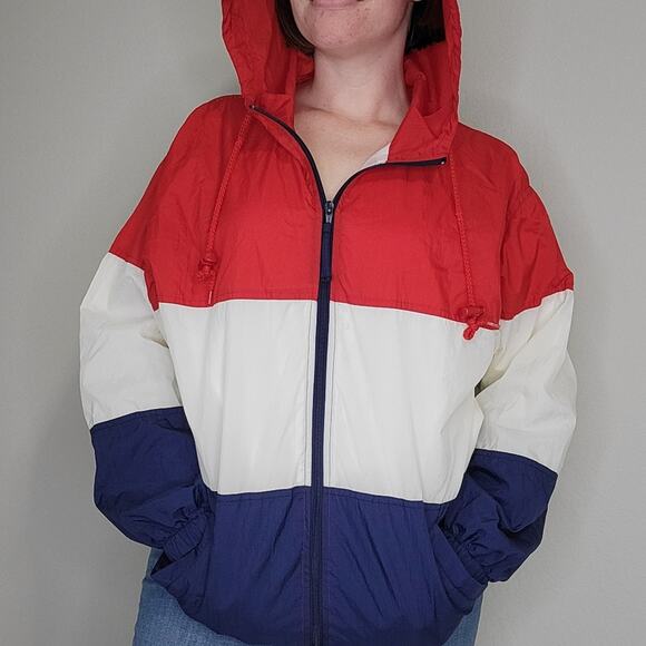 Vintage Jennifer Moore Activewear Red, White and Blue Windbreaker Size Small - Picture 7 of 8